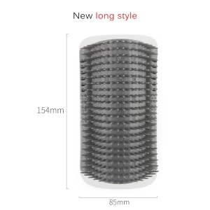New Long Style Gray Corner Pet Brush Comb or Play Cat Toy. Plastic Scratch Arch Massager Bristles for Self Grooming and Scratcher.
